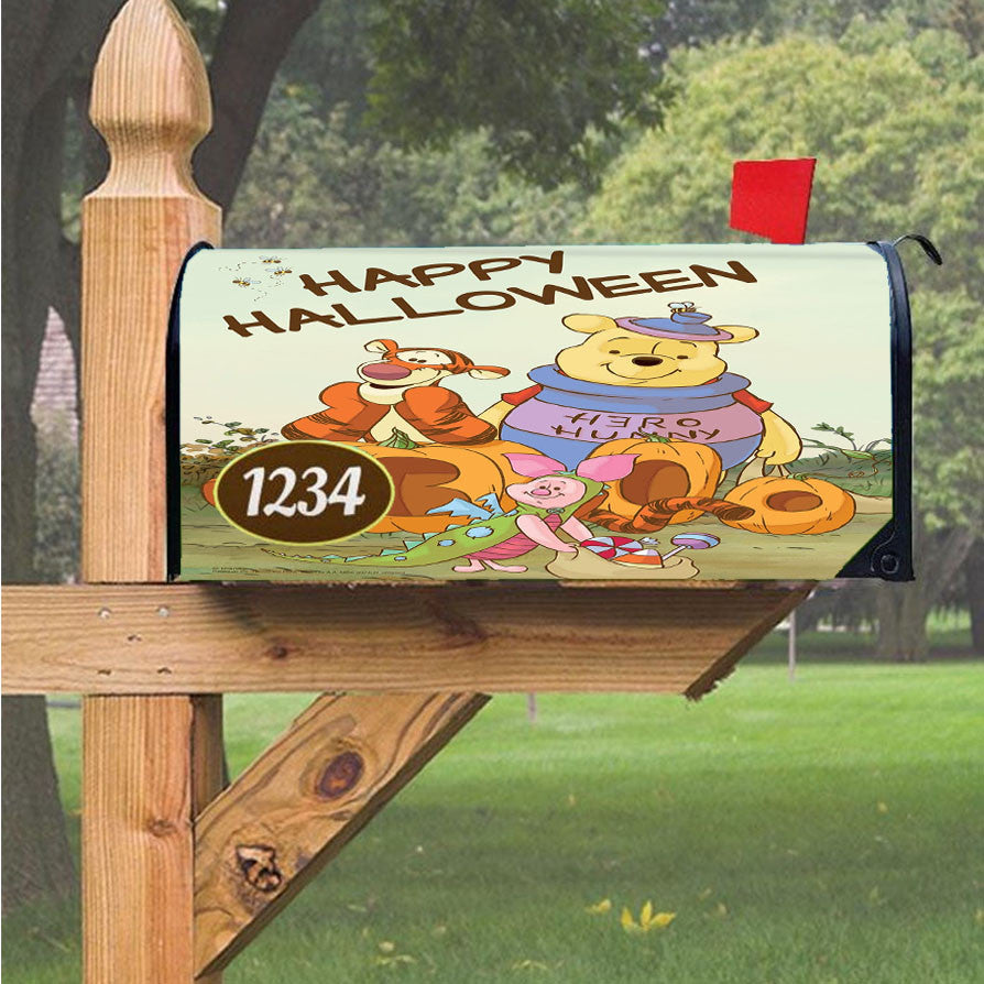 Happy Halloween Pooh Magnetic Mailbox Cover 18" X 21" Outdoor Decor