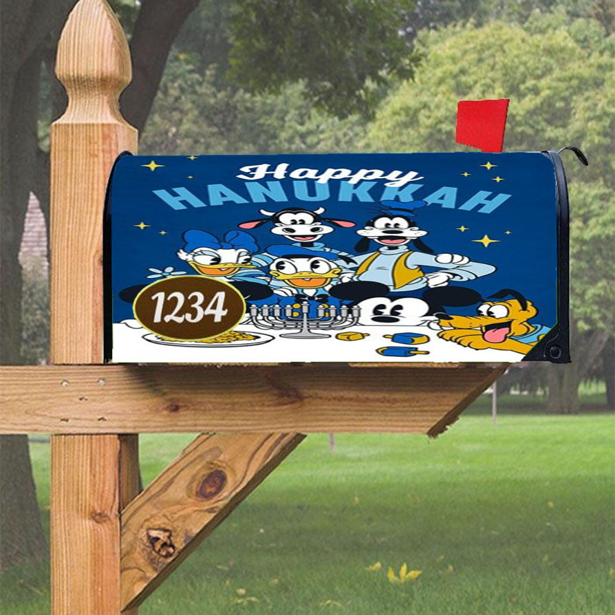 Happy Hanukkah Disney Gang Magnetic Mailbox Cover 18" X 21" Outdoor Decor