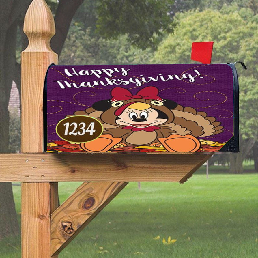 Happy Thanksgiving Minnie Mouse Magnetic Mailbox Cover 18" X 21" Outdoor Decor
