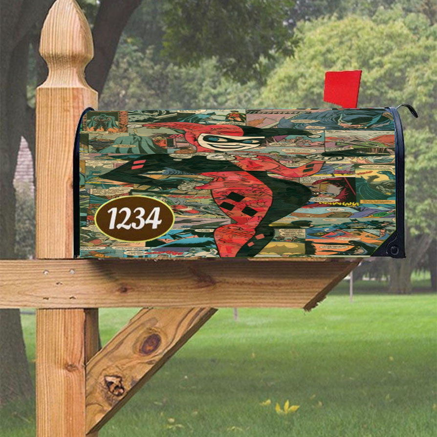 Harley Quinn Art Comic Collages Magnetic Mailbox Cover 18" X 21" Outdoor Decor