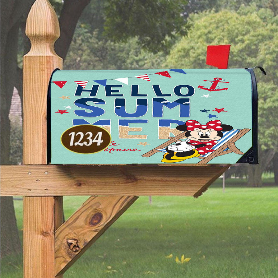 Hello Summer Minnie Magnetic Mailbox Cover 18" X 21" Outdoor Decor