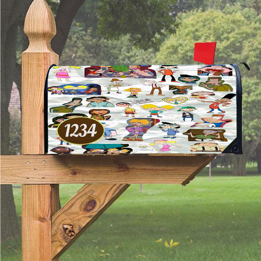 Hey Arnold Cartoon Collage Magnetic Mailbox Cover 18" X 21" Outdoor Decor