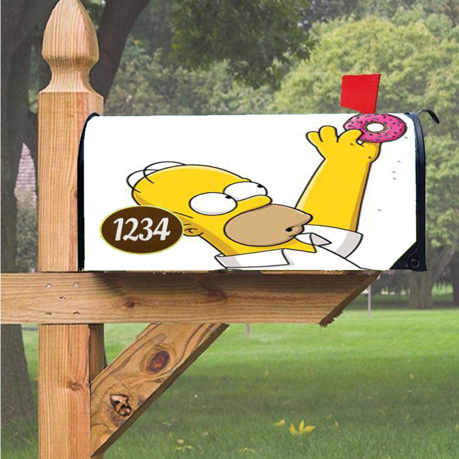 Homer Simpson Donut Magnetic Mailbox Cover 18" X 21" Outdoor Decor