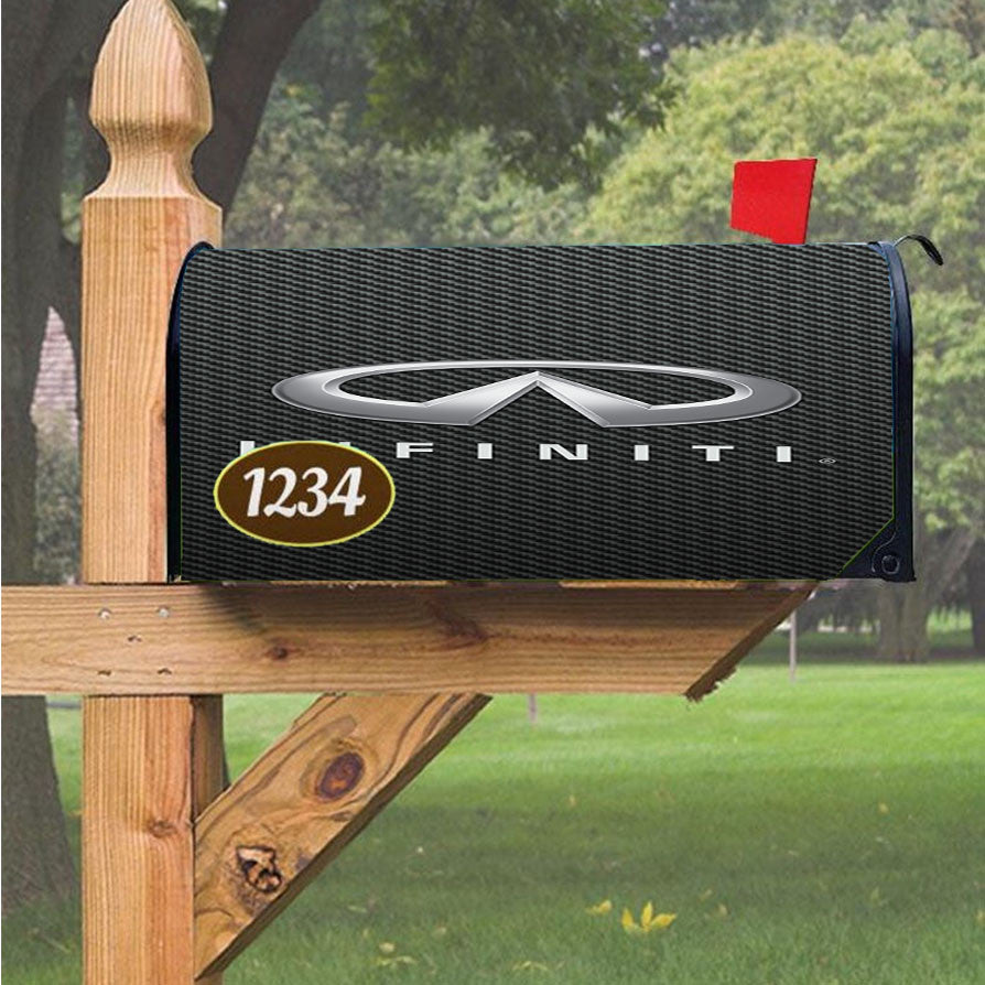 Infiniti Logo Carbon Fiber Magnetic Mailbox Cover 18" X 21" Outdoor Decor