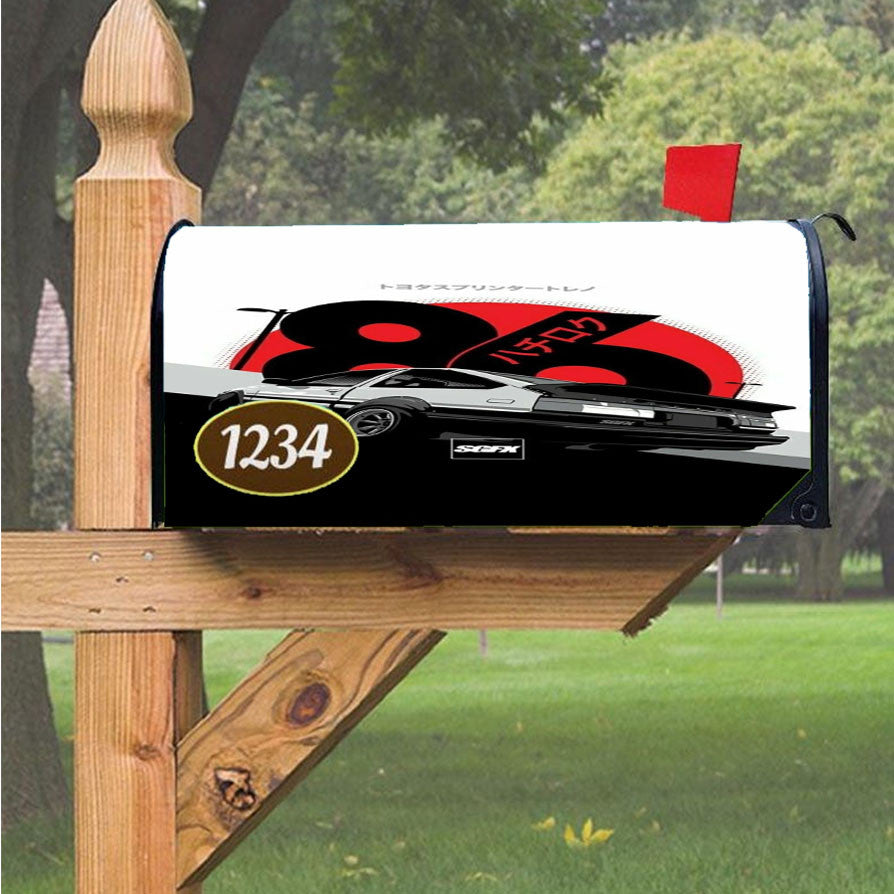 Initial D Ae86 Black White Wallpaper Magnetic Mailbox Cover 18" X 21" Outdoor Decor