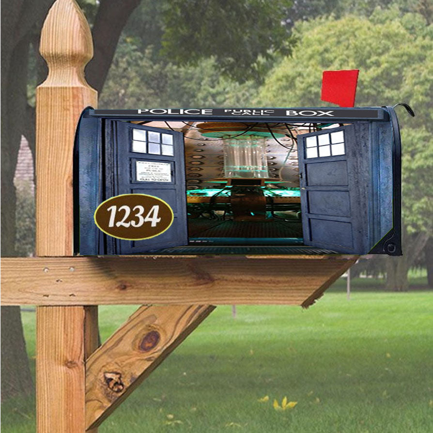Inside Tardis Box Magnetic Mailbox Cover 18" X 21" Outdoor Decor