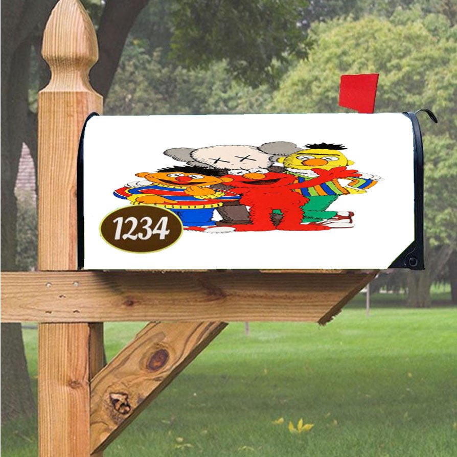 Kaws X Sesame Street Family Magnetic Mailbox Cover 18" X 21" Outdoor Decor