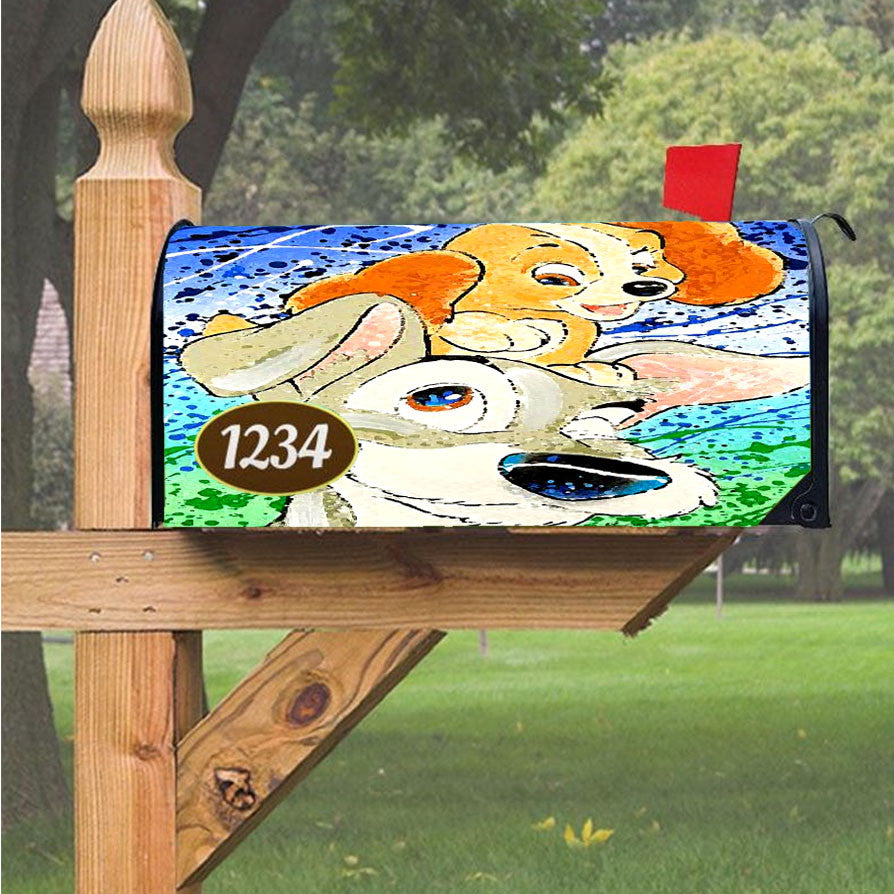 Lady & The Tramp Disney Magnetic Mailbox Cover 18" X 21" Outdoor Decor