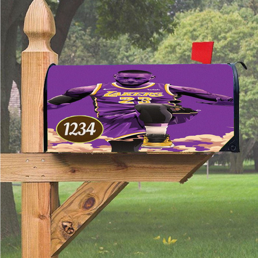 Lakers 23 Purple Team Magnetic Mailbox Cover 18" X 21" Outdoor Decor
