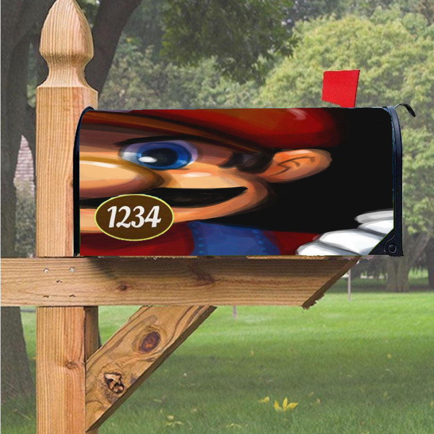 Mario Face Fanart Magnetic Mailbox Cover 18" X 21" Outdoor Decor