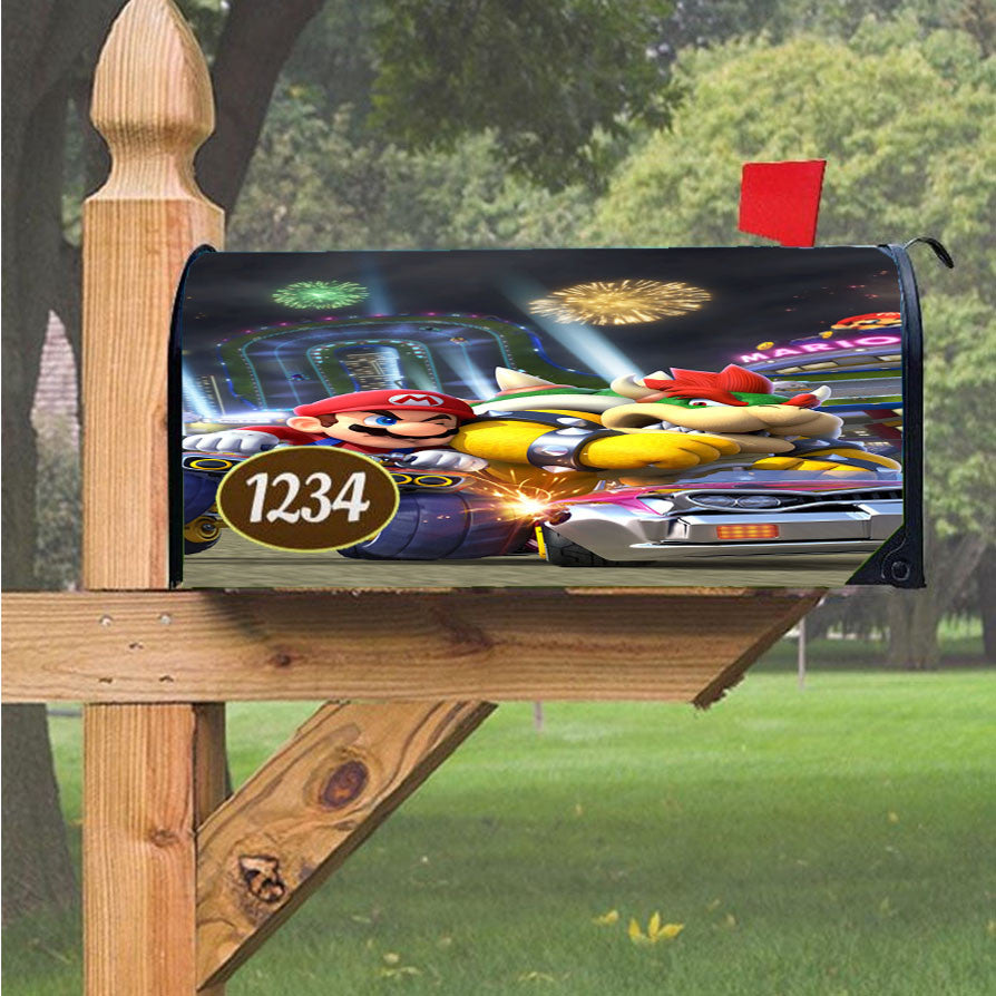 Mario Kart Vs Bowser Magnetic Mailbox Cover 18" X 21" Outdoor Decor