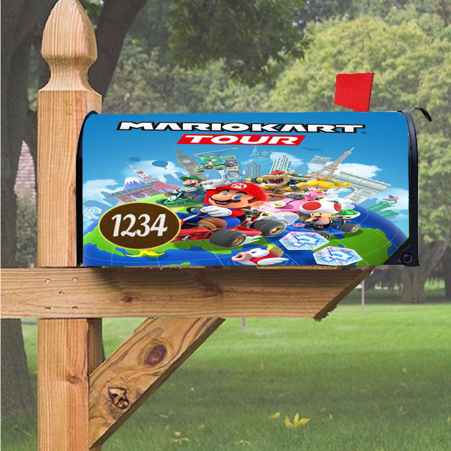 Mariokart Tour Wallpaper Magnetic Mailbox Cover 18" X 21" Outdoor Decor