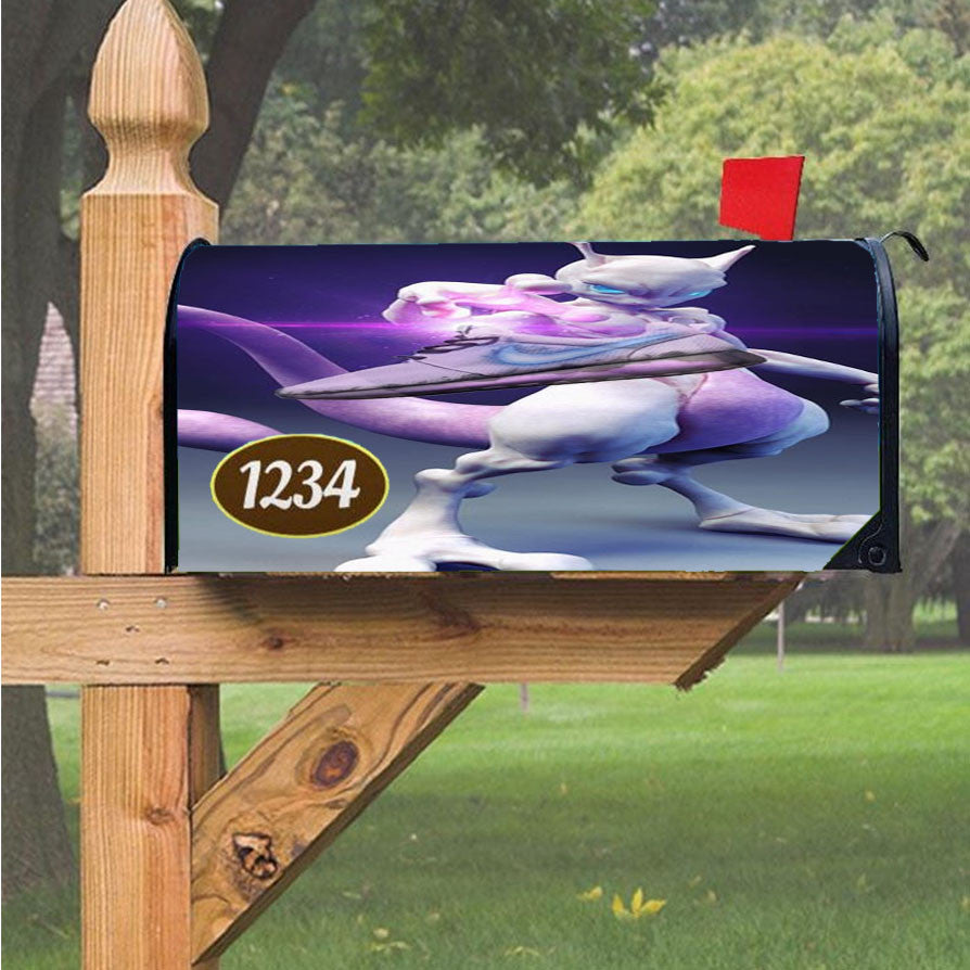 Mewtwo Pokemon Detective Pikachu Magnetic Mailbox Cover 18" X 21" Outdoor Decor