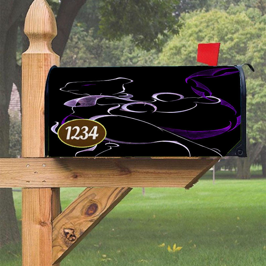 Mewtwo Pokemon Line Art On Black Magnetic Mailbox Cover 18" X 21" Outdoor Decor