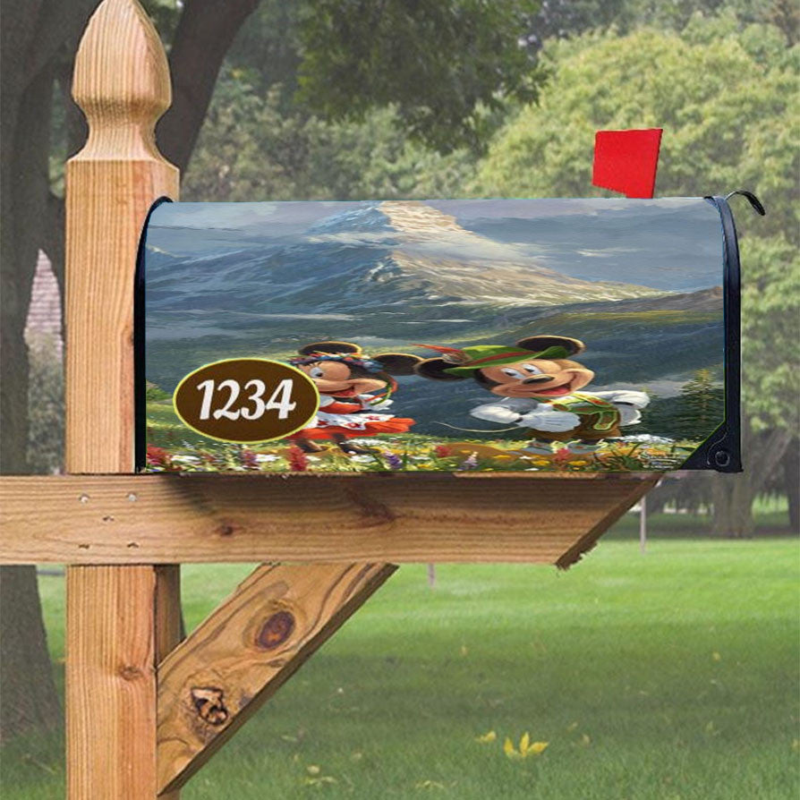 Mickey And Minnie In The Alps Magnetic Mailbox Cover 18" X 21" Outdoor Decor
