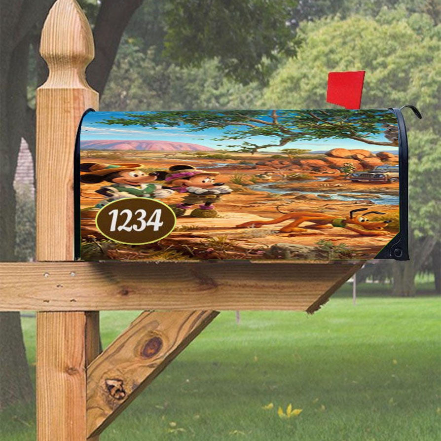 Mickey And Minnie In The Outback Magnetic Mailbox Cover 18" X 21" Outdoor Decor