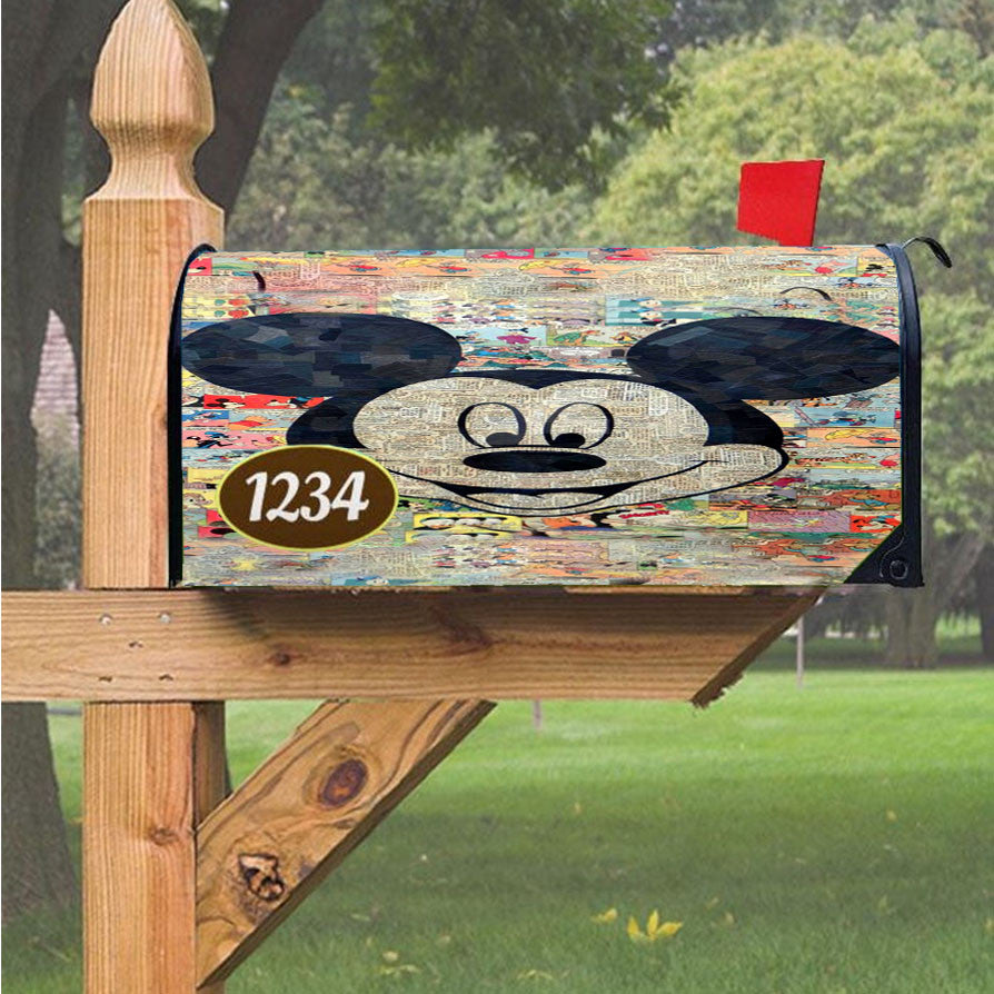 Mickey Disney Comic Collage Magnetic Mailbox Cover 18" X 21" Outdoor Decor