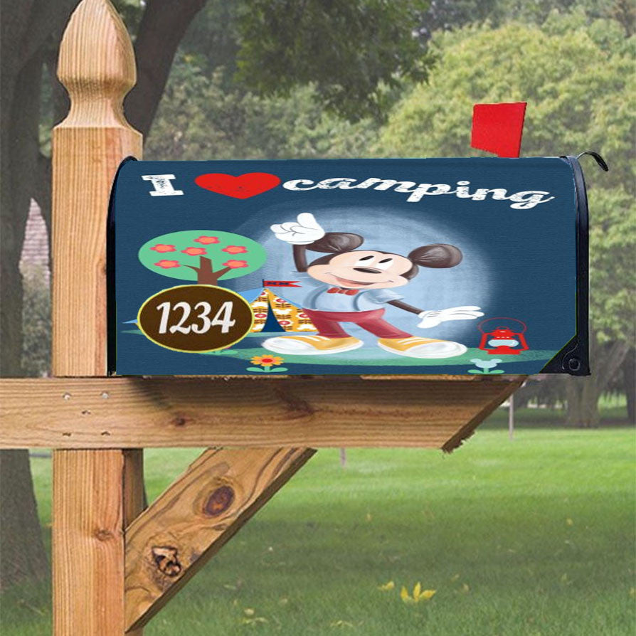 Mickey I Love Camping Magnetic Mailbox Cover 18" X 21" Outdoor Decor