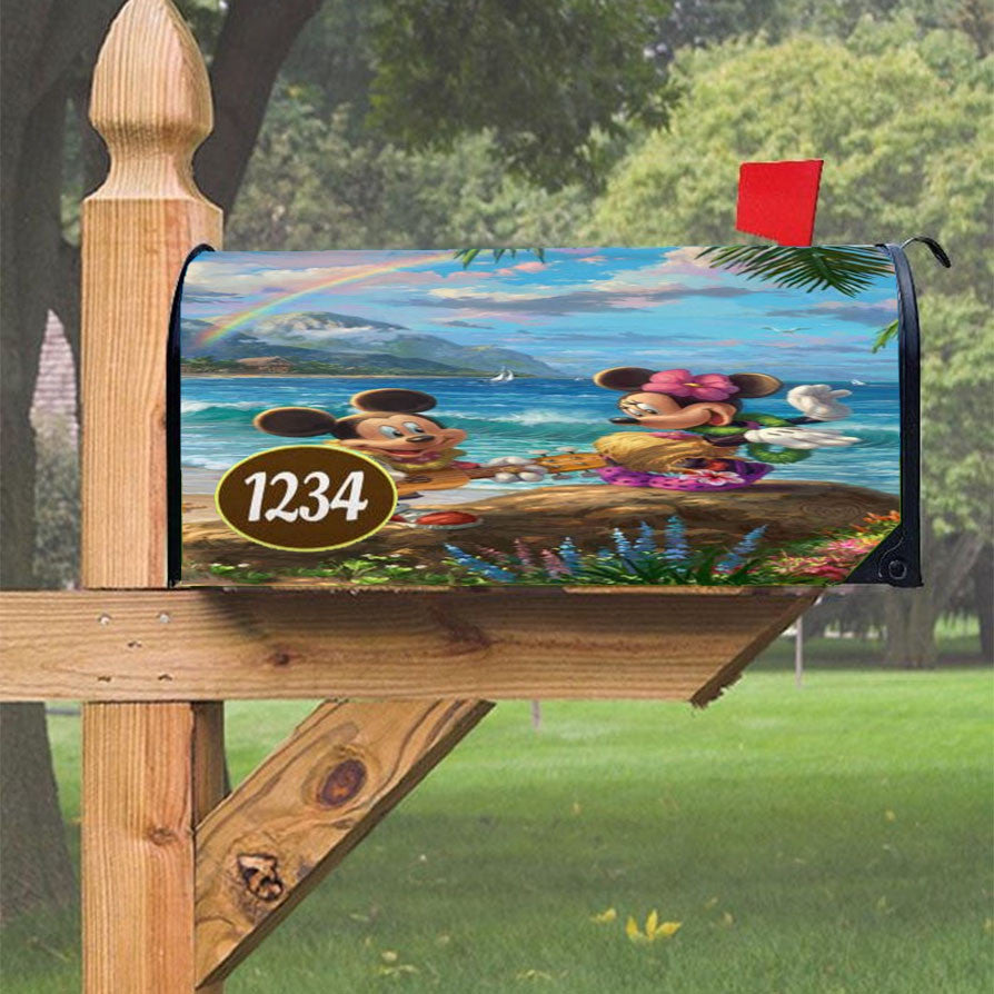 Mickey Minnie Hawaii Magnetic Mailbox Cover 18" X 21" Outdoor Decor