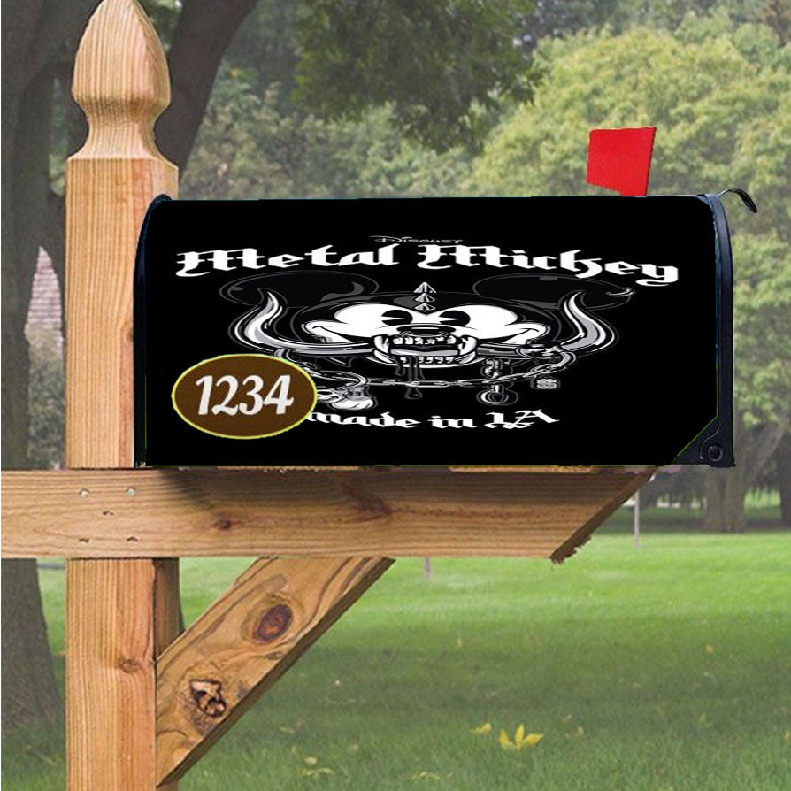 Mickey Motohead Metal Carbon Magnetic Mailbox Cover 18" X 21" Outdoor Decor