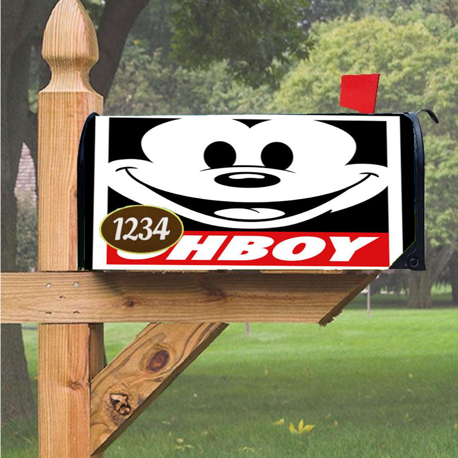 Mickey Mouse Obey Ohboy Magnetic Mailbox Cover 18" X 21" Outdoor Decor