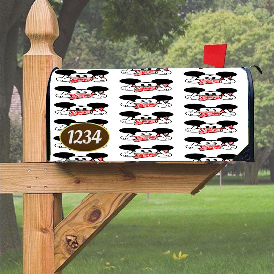 Mickey Mouse Obey Pattern Magnetic Mailbox Cover 18" X 21" Outdoor Decor