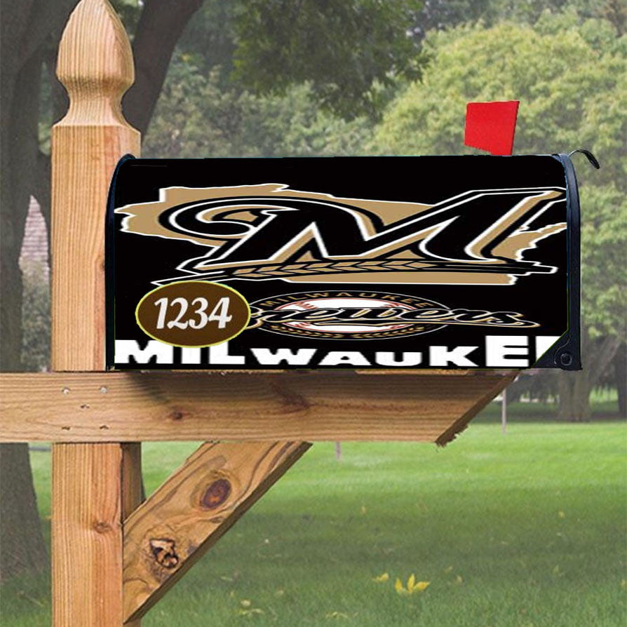 Milwaukee Brewers Logos Magnetic Mailbox Cover 18" X 21" Outdoor Decor
