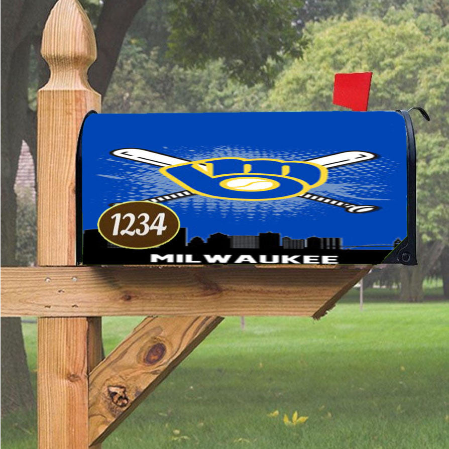Milwaukee Brewers Team Logo Magnetic Mailbox Cover 18" X 21" Outdoor Decor