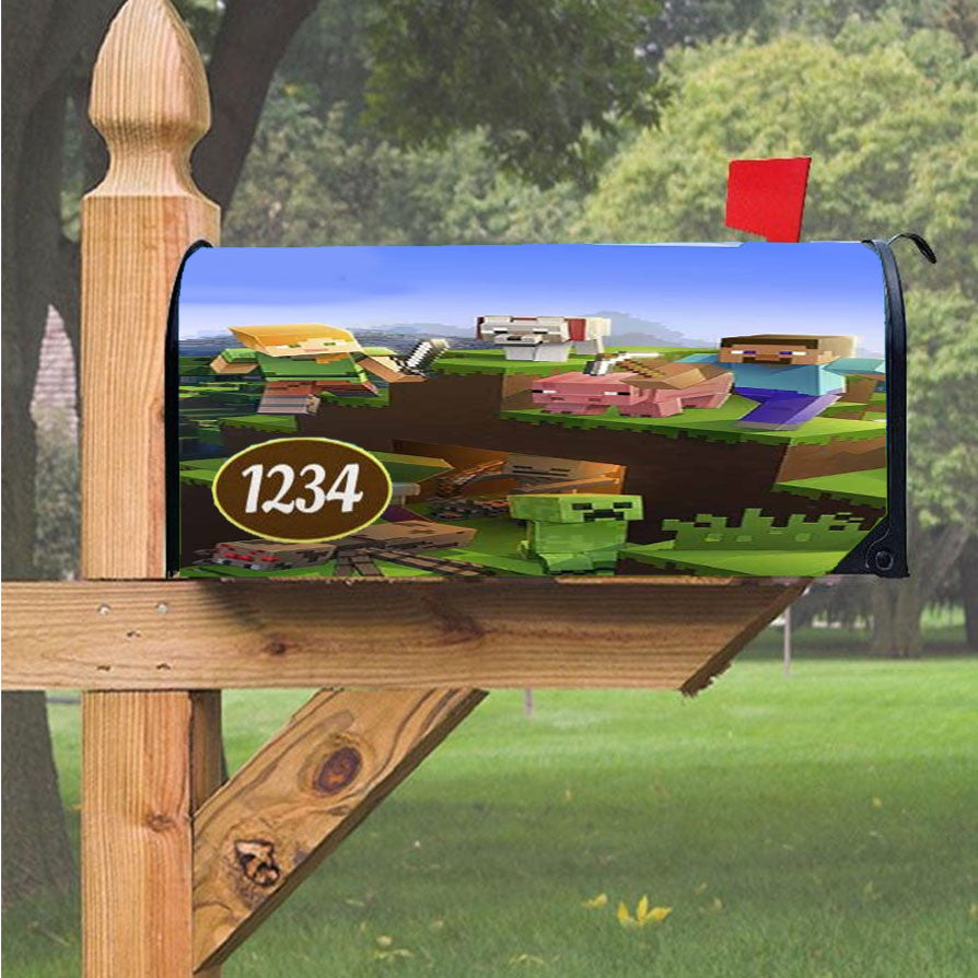 Minecraft Magnetic Mailbox Cover 18" X 21" Outdoor Decor