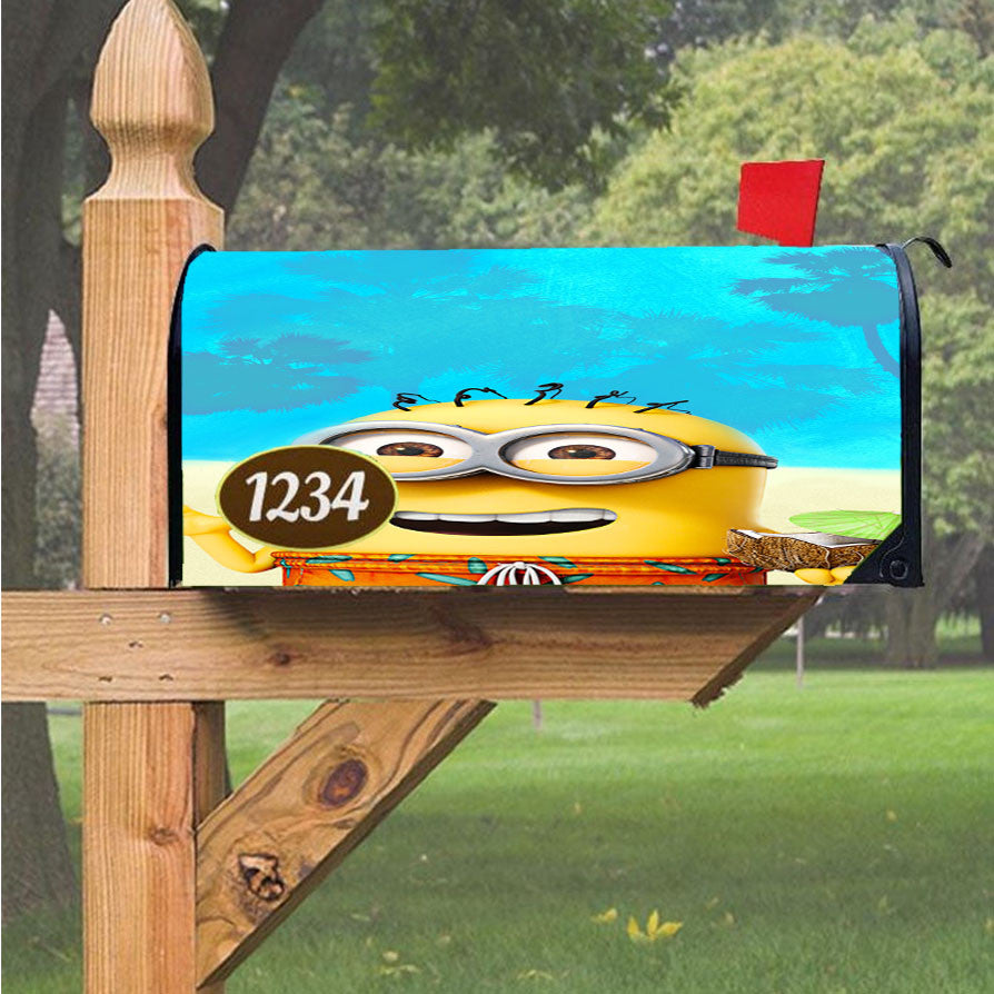 Minion Beach Day Magnetic Mailbox Cover 18" X 21" Outdoor Decor