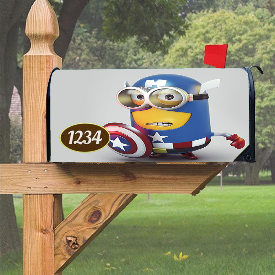 Minion Captain America Magnetic Mailbox Cover 18" X 21" Outdoor Decor