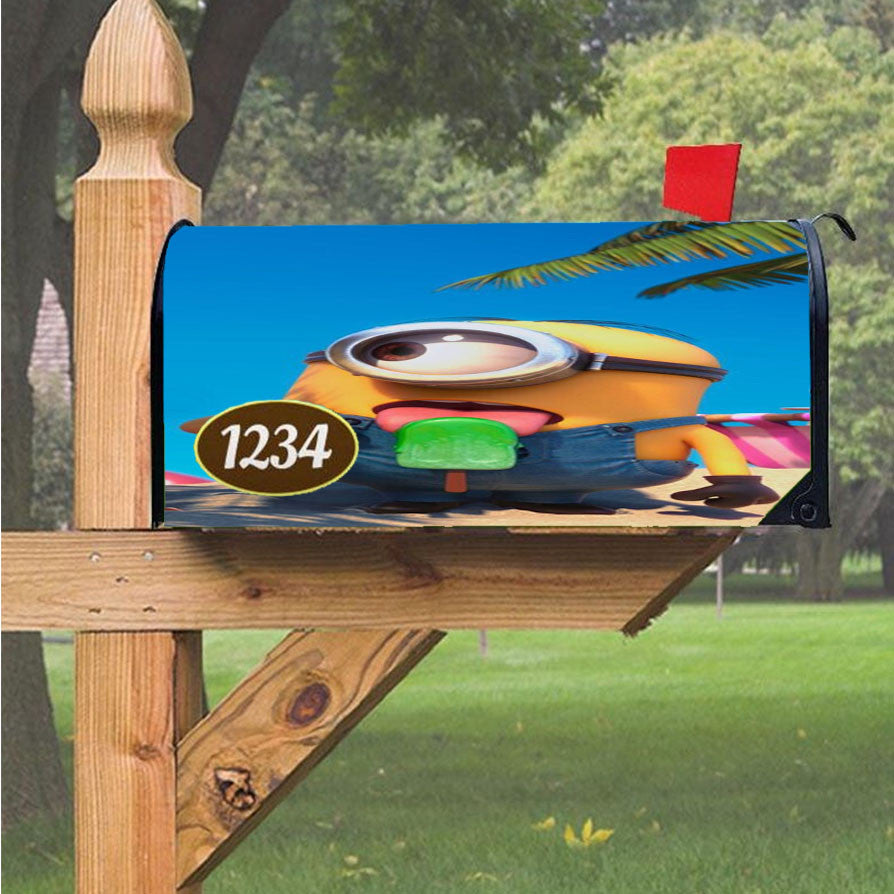 Minion Eat Ice Cream Magnetic Mailbox Cover 18" X 21" Outdoor Decor