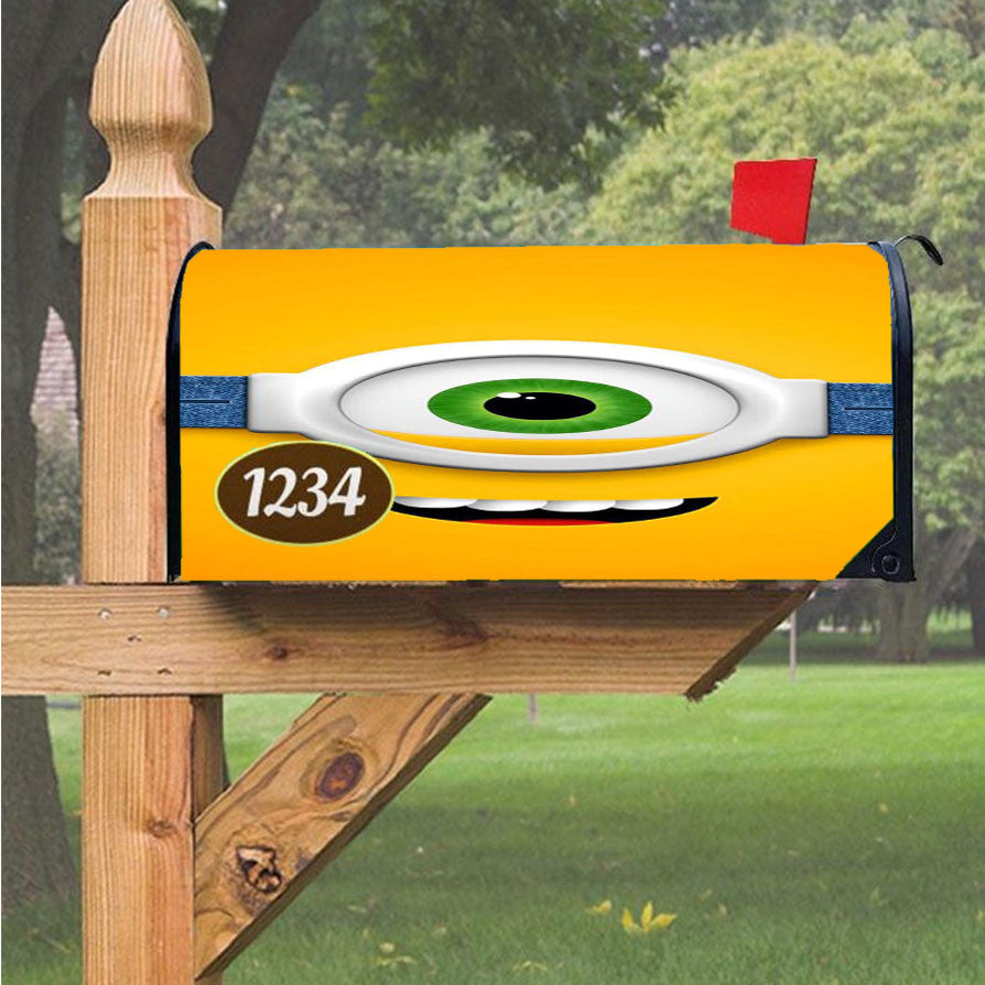 Minion One Eye Smiley Yellow Magnetic Mailbox Cover 18" X 21" Outdoor Decor