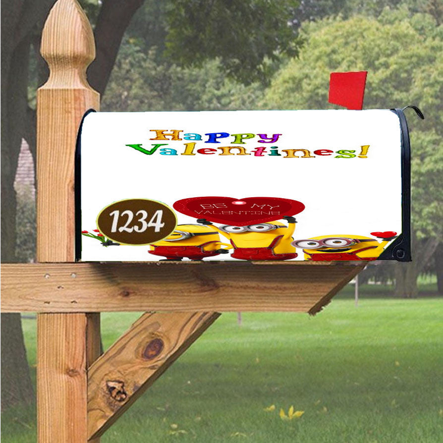 Minions Happy Valentines Magnetic Mailbox Cover 18" X 21" Outdoor Decor