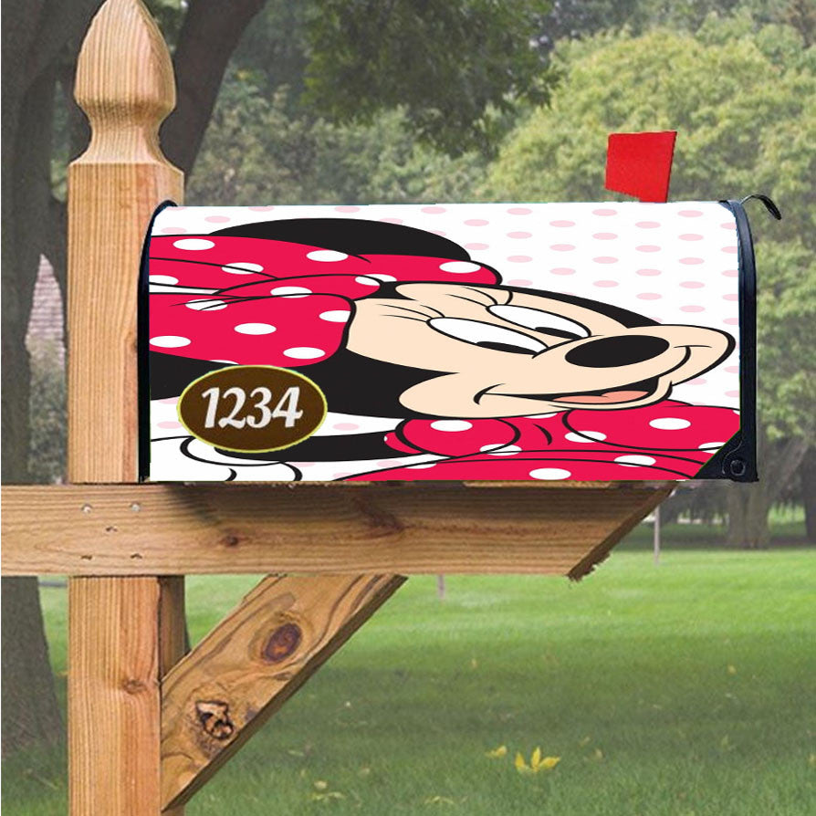 Minni Mouse Polkadot Magnetic Mailbox Cover 18" X 21" Outdoor Decor