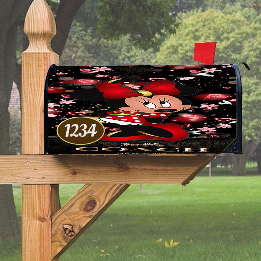 Minnie Mouse Coach Flowers New Magnetic Mailbox Cover 18" X 21" Outdoor Decor