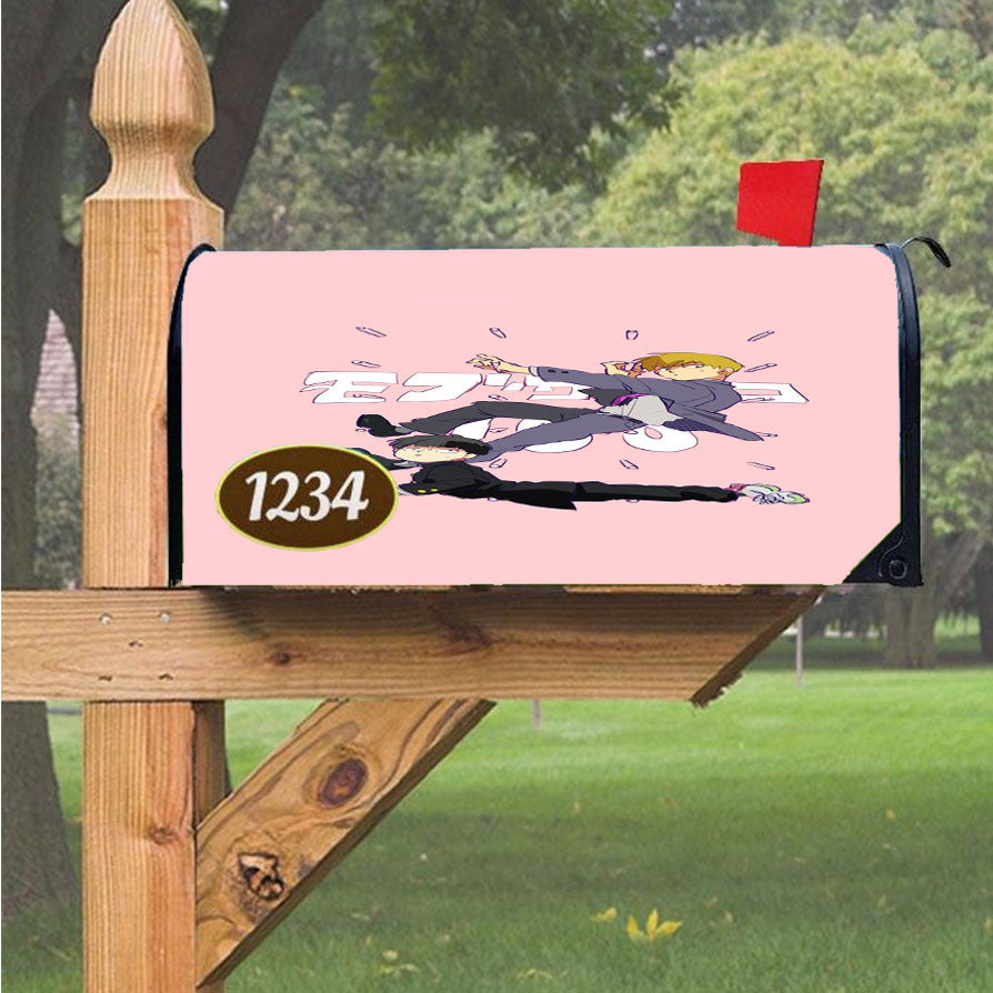 Mob Psycho 100 Shigeo And Guru Reigen Magnetic Mailbox Cover 18" X 21" Outdoor Decor