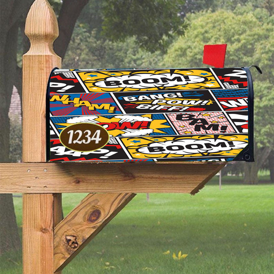Modern Comic Book Superhero Pattern Magnetic Mailbox Cover 18" X 21" Outdoor Decor