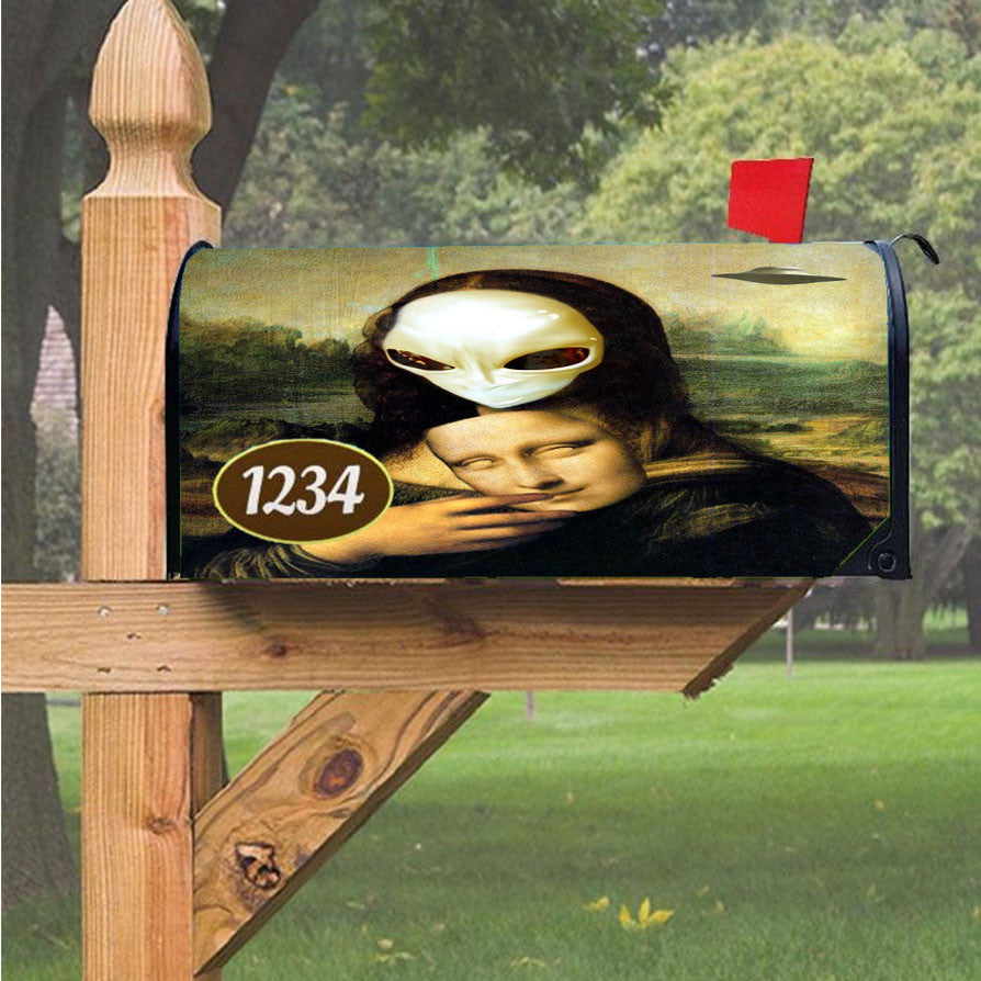 Mona Lisa Alien Magnetic Mailbox Cover 18" X 21" Outdoor Decor