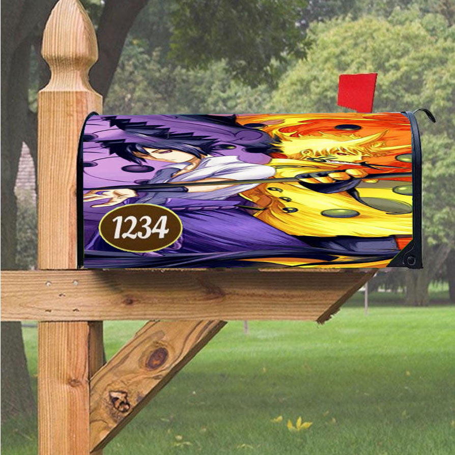 Naruto And Sasuke Magnetic Mailbox Cover 18" X 21" Outdoor Decor