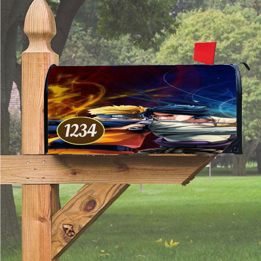 Naruto Uzumaki Vs Uciha Sasuke Magnetic Mailbox Cover 18" X 21" Outdoor Decor