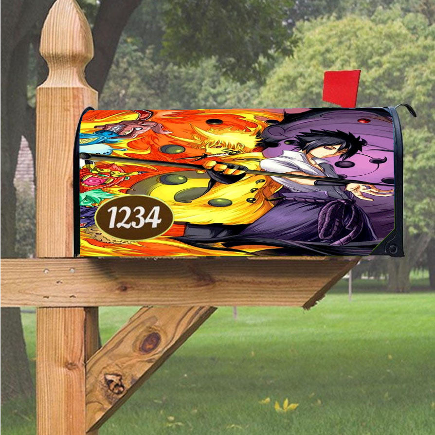 Naruto X Sasuke Art Magnetic Mailbox Cover 18" X 21" Outdoor Decor
