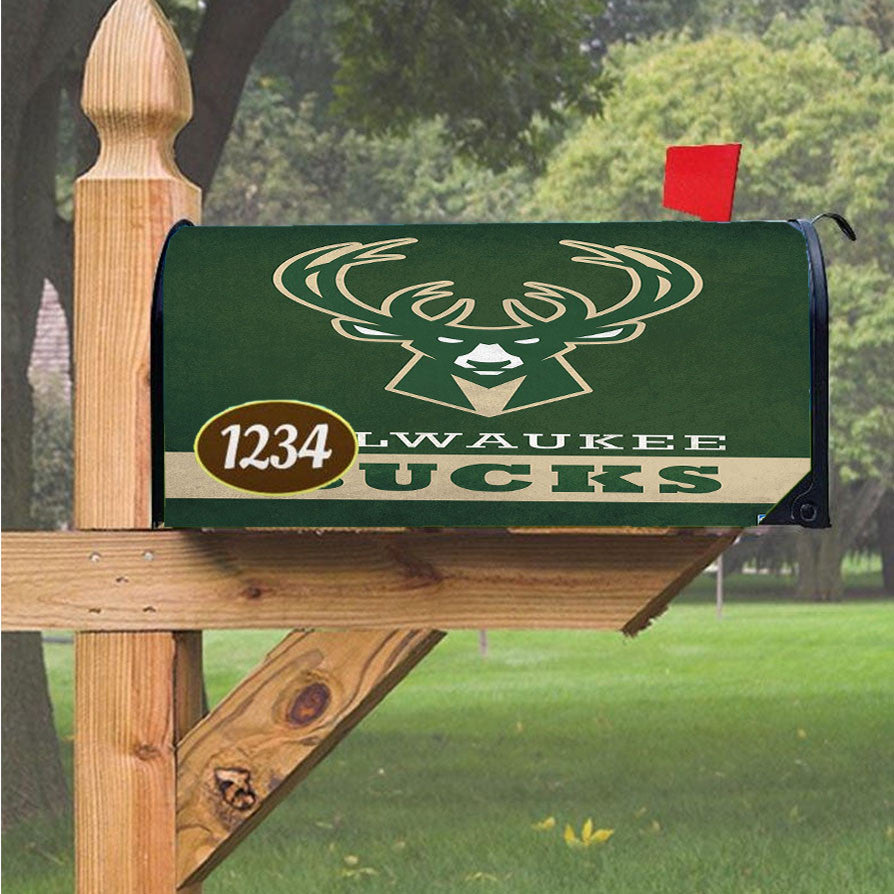 Nba Milwaukee Bucks Logo Magnetic Mailbox Cover 18" X 21" Outdoor Decor