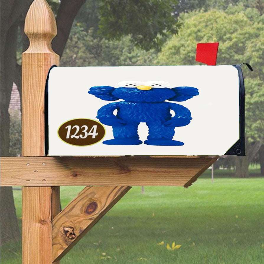 New York Kaws Blue Sculpture Magnetic Mailbox Cover 18" X 21" Outdoor Decor