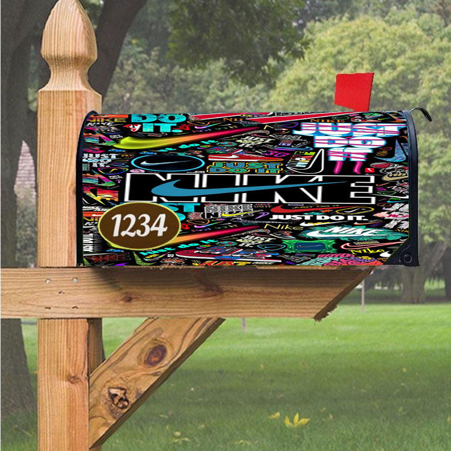 Nike Sticker Collage Magnetic Mailbox Cover 18" X 21" Outdoor Decor