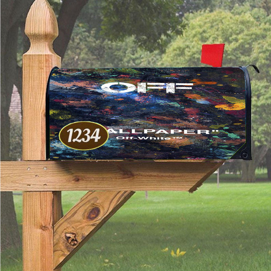 Off-White Wallpaper Magnetic Mailbox Cover 18" X 21" Outdoor Decor