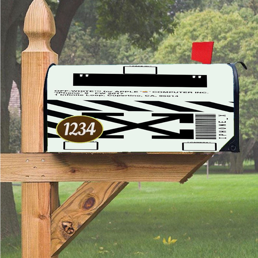 Off White Box Design Stripe Arrow Magnetic Mailbox Cover 18" X 21" Outdoor Decor