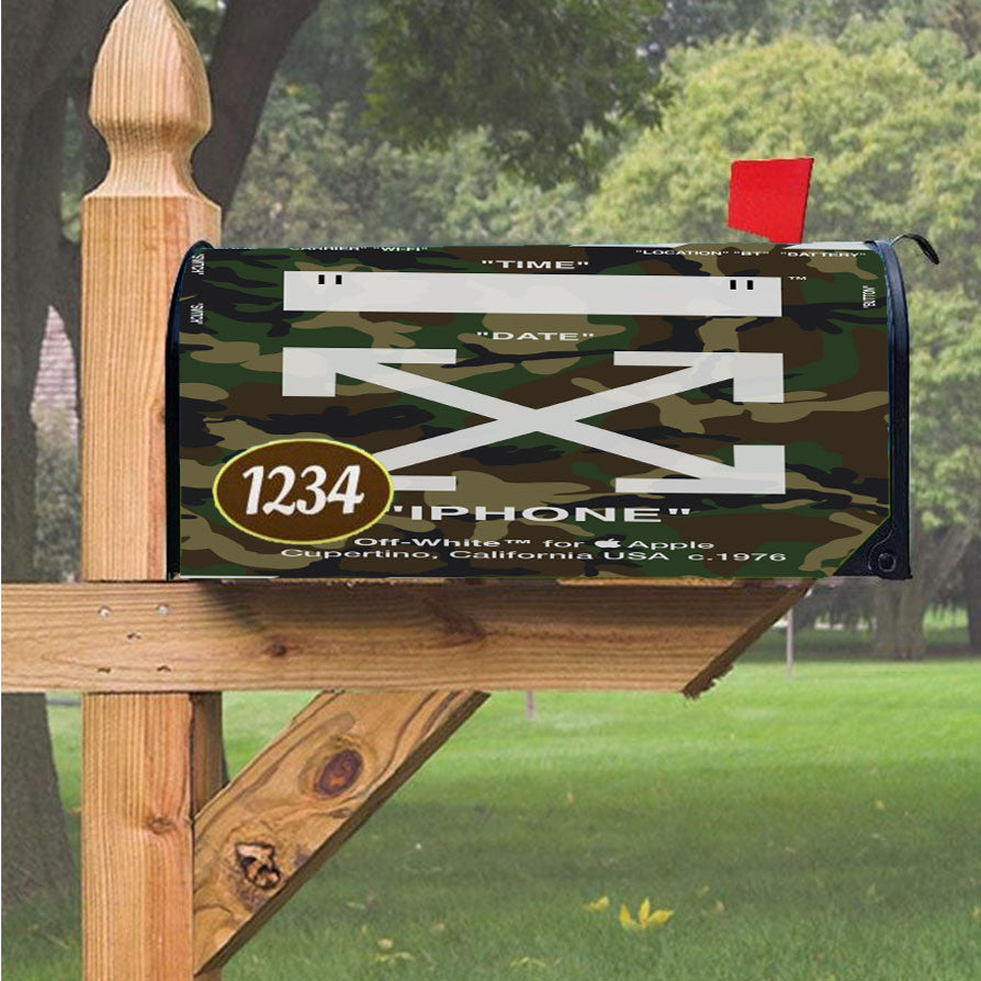 Off White Camouflage Background Magnetic Mailbox Cover 18" X 21" Outdoor Decor