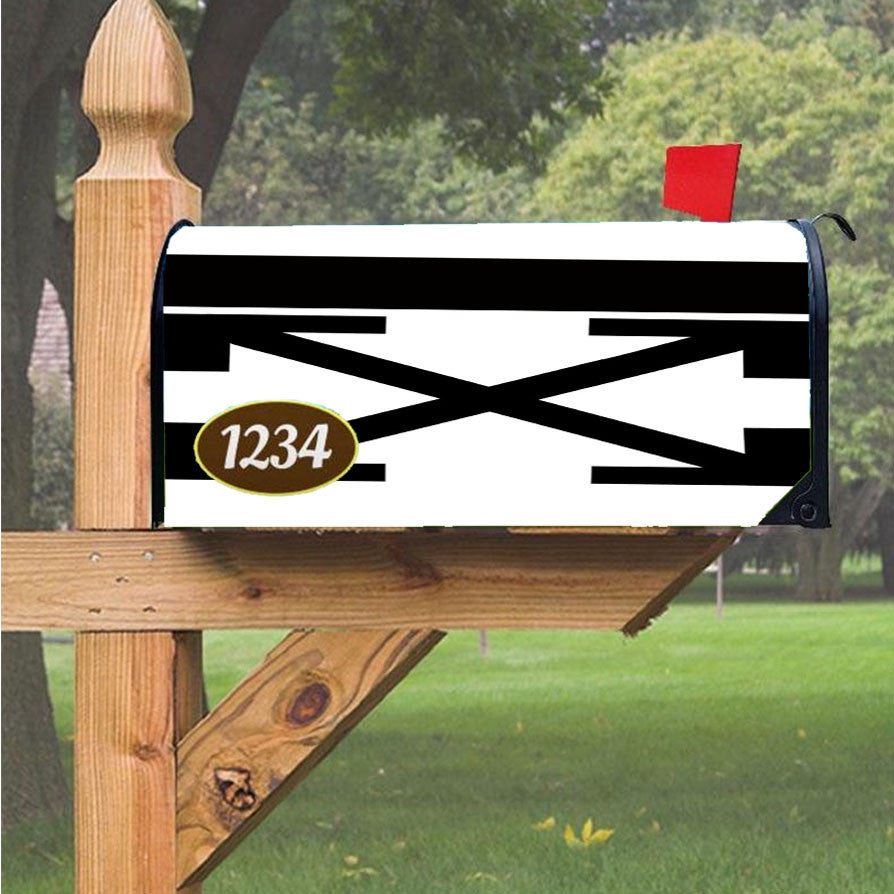 Off White Diagnosal Magnetic Mailbox Cover 18" X 21" Outdoor Decor