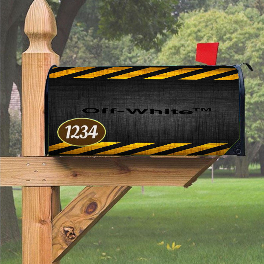 Off White Police Line Magnetic Mailbox Cover 18" X 21" Outdoor Decor
